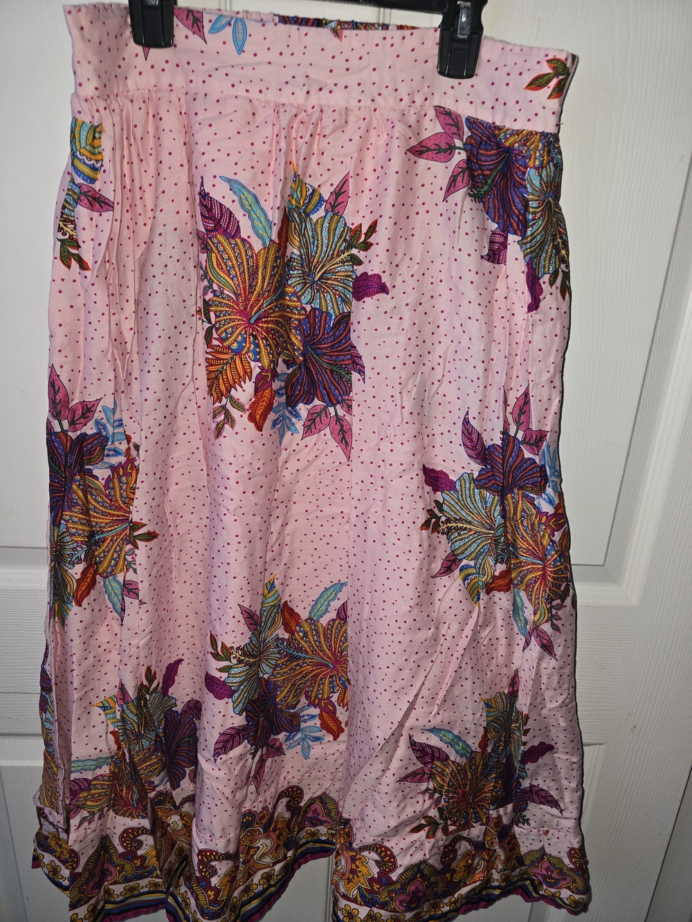 Industry Pink Floral A-Line Pull-On Long Skirt Elastic Waist Size M/M